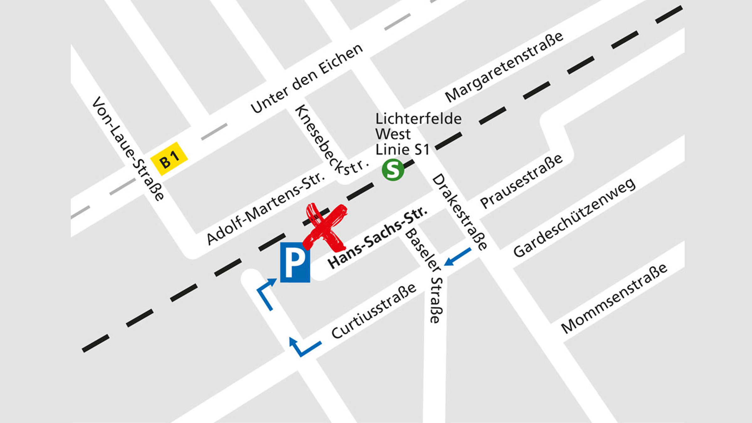 Lageplan des Alnatura Super Natur Marktes in Berlin Lichterfelde