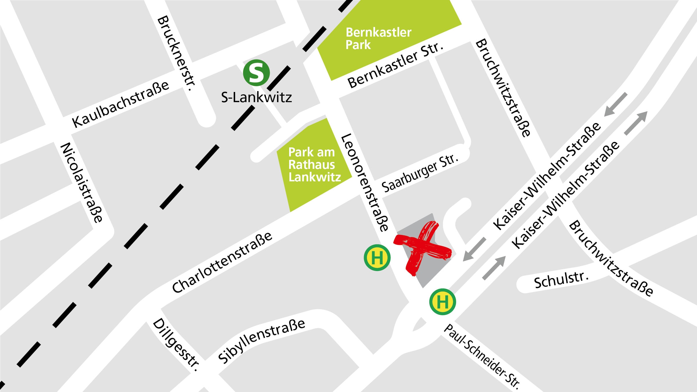 Anfahrtskarte zum Alnatura in Berlin-Lankwitz in der Leonorenstraße