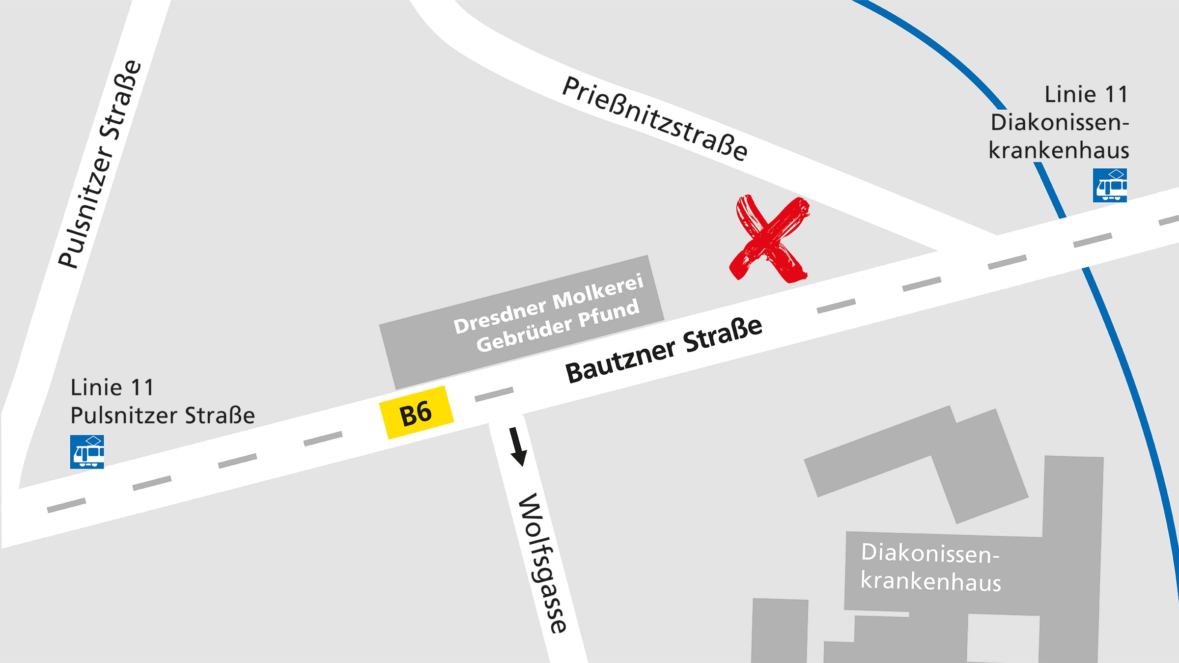 Ihre Anfahrt zum Alnatura Dresden, Bautzner Straße 83