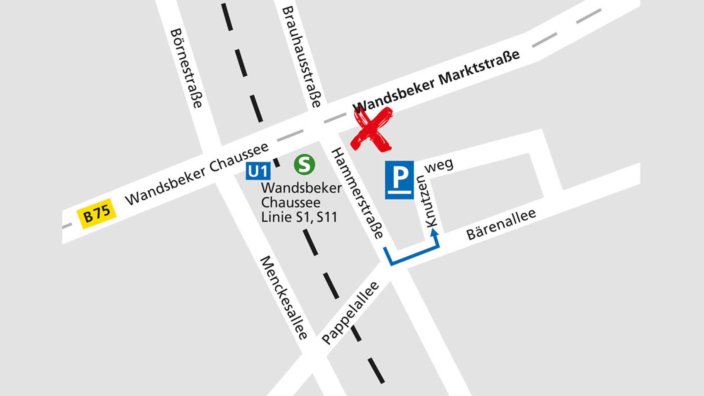 Lageplan des Alnatura Super Natur Marktes in Hamburg-Wandsbek