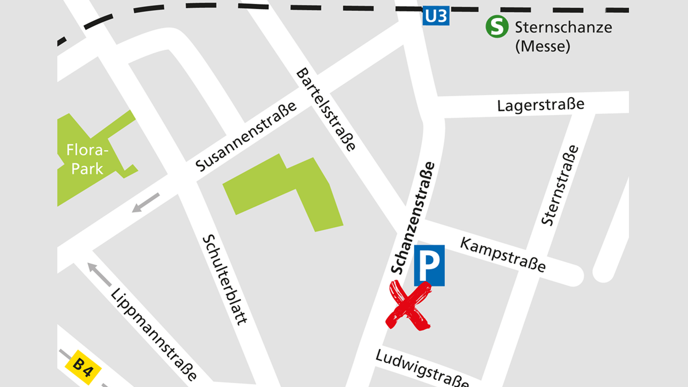 Lageplan des Alnatura Super Natur Marktes in Hamburg-Sternschanze