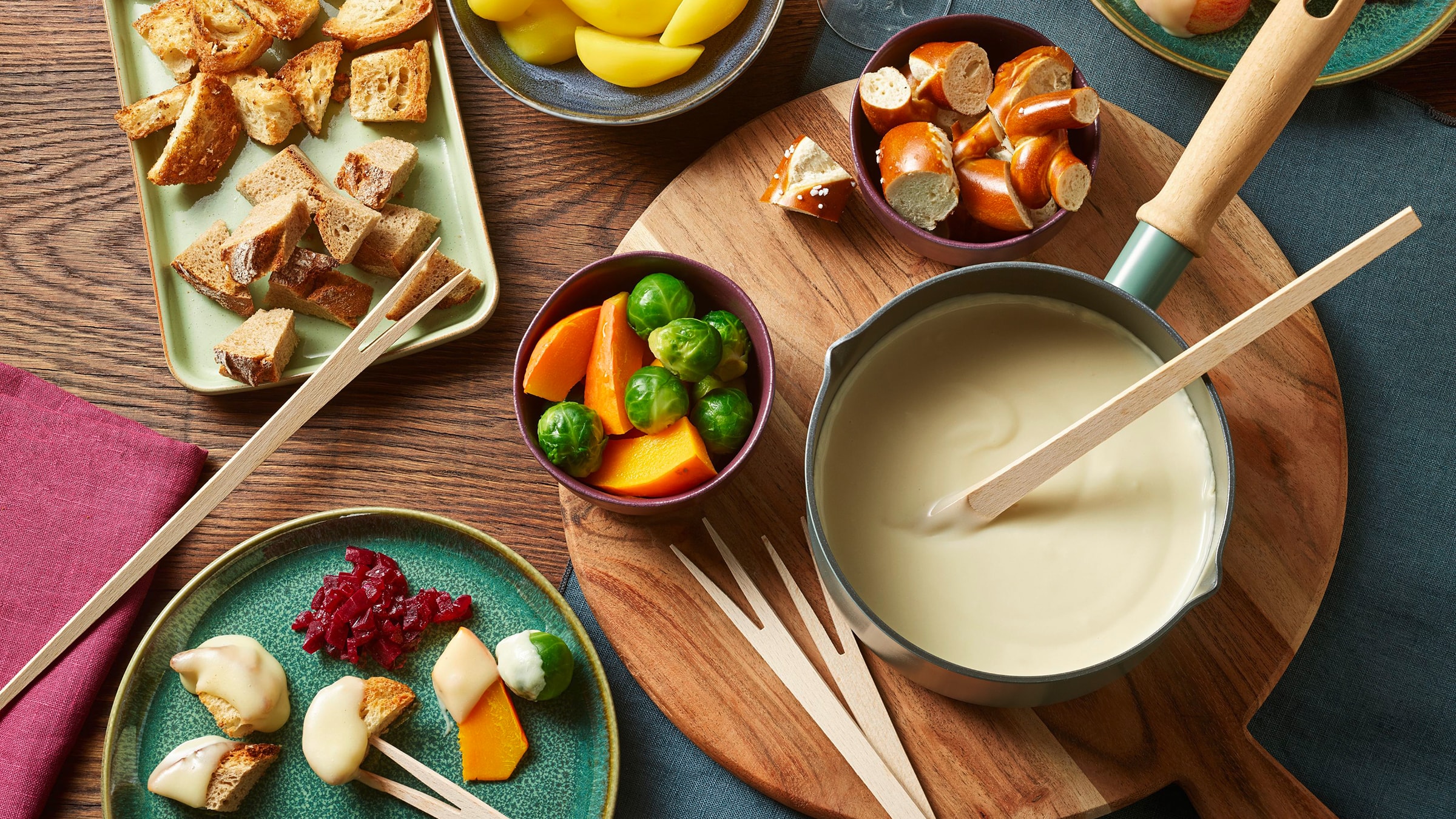 Alnatura Rezept für Fondue mit Käse