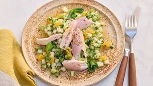 Forelle mit Melonensalsa